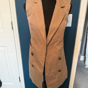 French Connection Sleeveless Double-Breasted Camel Vest